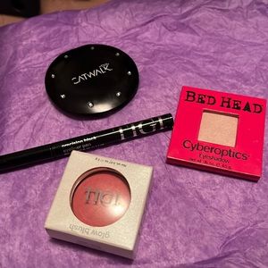 Tigi blush, eyeliner pen, glow blush, and eyeshadow